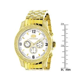 Luxurman Men's Yellow Gold Tone Diamond Watch 0.50ct -Watch Store luxurman watches mens diamond watch 050ct p 8500 ruler