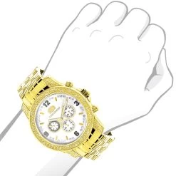 Luxurman Men's Yellow Gold Tone Diamond Watch 0.50ct -Watch Store luxurman watches mens diamond watch 050ct p 8500bod