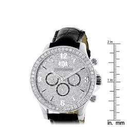 Men's Diamond Watch 3 Carat Swiss Mvt Black Leather Band Luxurman Liberty -Watch Store luxurman watches mens diamond watch 2ct p 35308 ruler