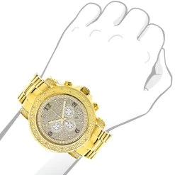 Luxurman Men's Oversized Diamond Watch 0.75ct Yellow Gold 7 Luxurman Men's Oversized Diamond Watch 0.75ct Yellow Gold -Watch Store luxurman watches mens oversized diamond watch 05ct yellow gold 3