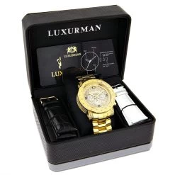 Luxurman Men's Oversized Diamond Watch 0.75ct Yellow Gold 8 Luxurman Men's Oversized Diamond Watch 0.75ct Yellow Gold -Watch Store luxurman watches mens oversized diamond watch 05ct yellow gold 4