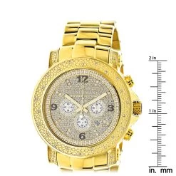 Luxurman Men's Oversized Diamond Watch 0.75ct Yellow Gold 9 Luxurman Men's Oversized Diamond Watch 0.75ct Yellow Gold -Watch Store luxurman watches mens oversized diamond watch 05ct yellow gold ruler