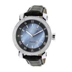 Luxurman Men's VS Diamond Watch .18ct Blue MOP