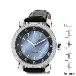 Luxurman Men's VS Diamond Watch .18ct Blue MOP -Watch Store luxurman watches mens vs diamond watch 18ct blue mop p 9691 ruler