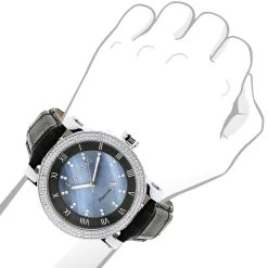 Luxurman Men's VS Diamond Watch .18ct Blue MOP -Watch Store luxurman watches mens vs diamond watch 18ct blue mop p 9691bod