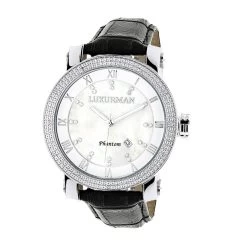 Luxurman Men's VS Diamond Watch .18ct White MOP