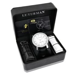 Luxurman Men's VS Diamond Watch .18ct White MOP -Watch Store luxurman watches mens vs diamond watch 18ct white mop p 9699box