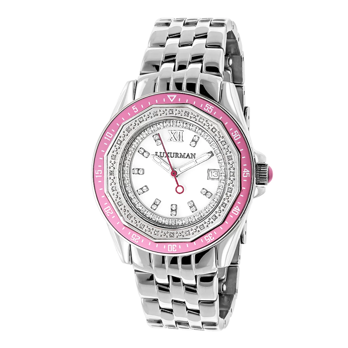 Luxurman Women's Diamond Pink Watch 0.25ct 1 Luxurman Women's Diamond Pink Watch 0.25ct