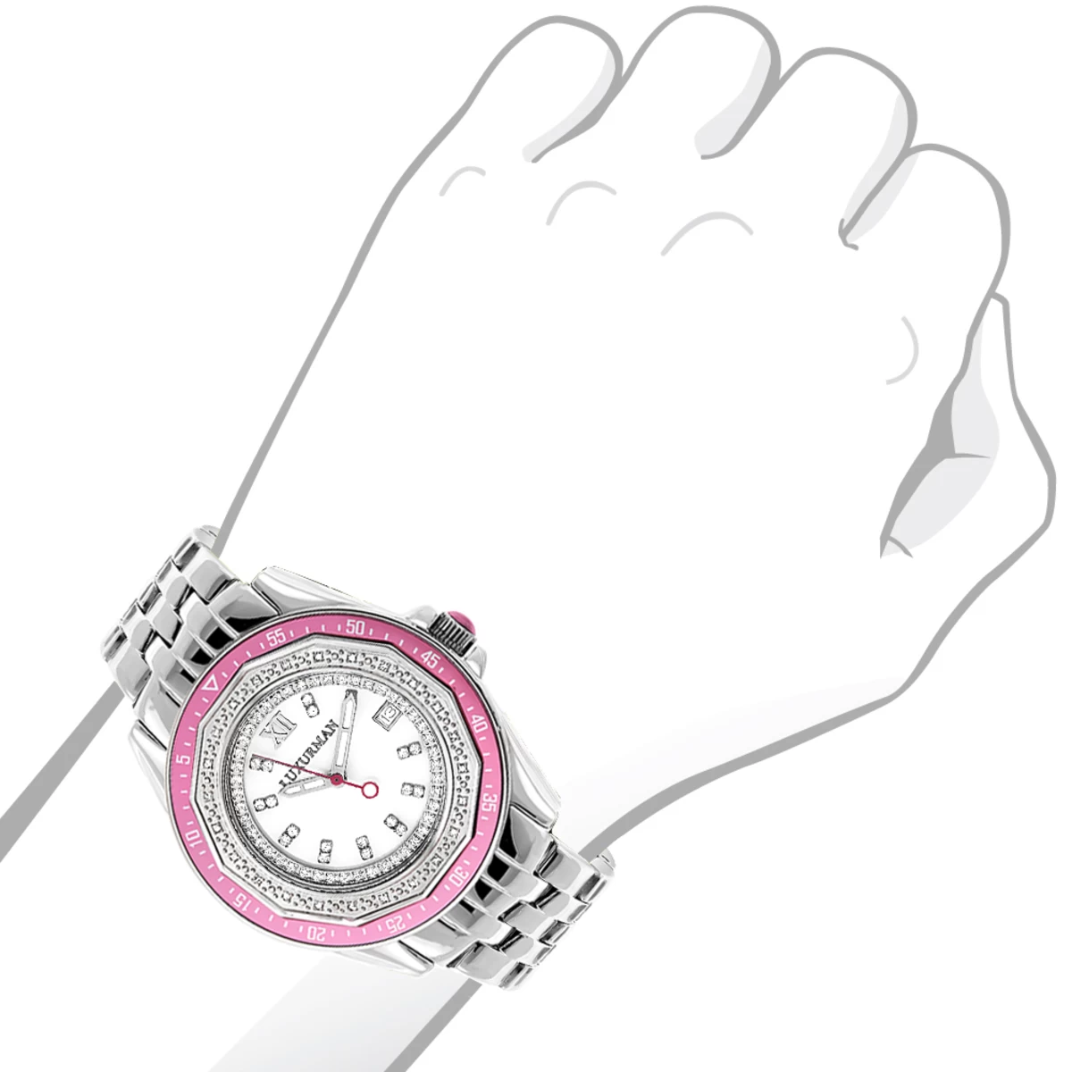 Luxurman Women's Diamond Pink Watch 0.25ct 3 Luxurman Women's Diamond Pink Watch 0.25ct - Image 3