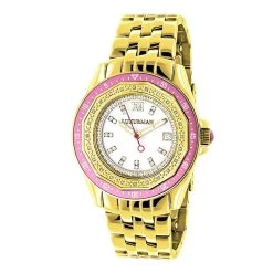 Luxurman Women's Diamond Watch 0.25ct Yellow Gold Pltd
