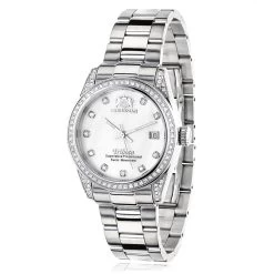Luxurman Swiss Quartz Women's Diamond Watch Stainless Steel Band Tribeca