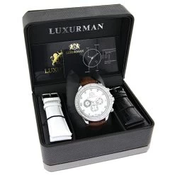 Matching His And Hers Luxurman White Gold Plated Diamond Watch Set 11 Matching His And Hers Luxurman White Gold Plated Diamond Watch Set -Watch Store matching his and hers watches luxurman white gold plated diamond watches box