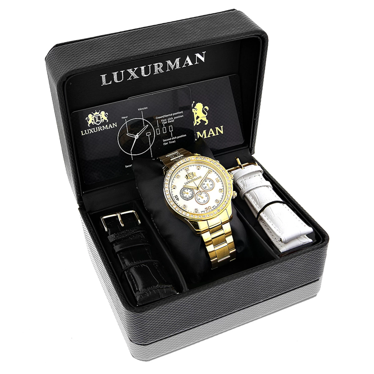Matching His And Hers Luxurman Yellow Gold Plated Diamond Watch Set 4 Matching His And Hers Luxurman Yellow Gold Plated Diamond Watch Set - Image 4