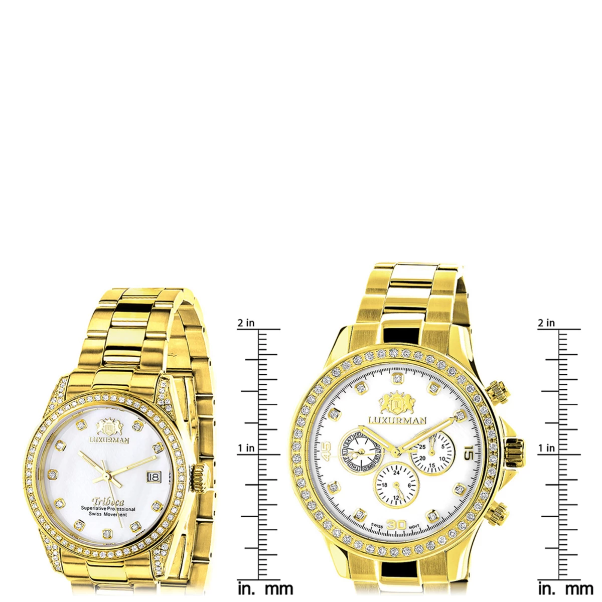 Matching His And Hers Luxurman Yellow Gold Plated Diamond Watch Set 6 Matching His And Hers Luxurman Yellow Gold Plated Diamond Watch Set - Image 6