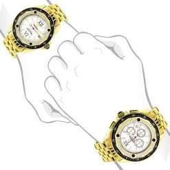 Matching His And Hers Yellow Gold Plated Diamond Watch Set 1.05ct -Watch Store matching his and hers watches yellow gold plated diamond watch set 105ct bod