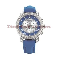 Men's Benny And Company Watch Ice Dial 2.9ct Men's Blue