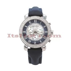 Men's Benny And Company Watch Ice Dial 2.9ct Men's Navy