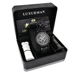 Men's Black Diamond Luxurman Watch 1.25ct Iced Out -Watch Store mens black diamond luxurman watch 125ct iced out 4
