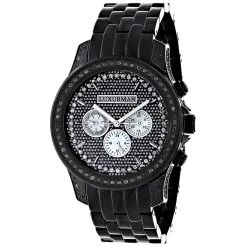 Luxurman Designer Men's Black Diamond Watch 2.5 Carats