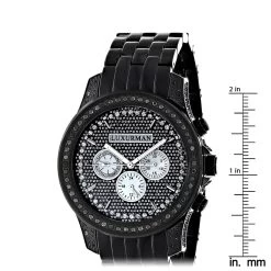 Luxurman Designer Men's Black Diamond Watch 2.5 Carats -Watch Store mens black diamond watch luxurman designer watches 25 carats ruler