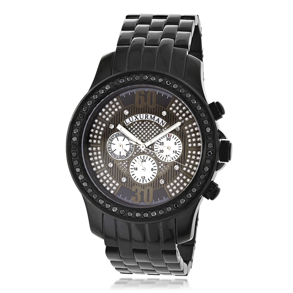 Men's Black Diamond Watch By LUXURMAN 2.25ct 1 Men's Black Diamond Watch By LUXURMAN 2.25ct