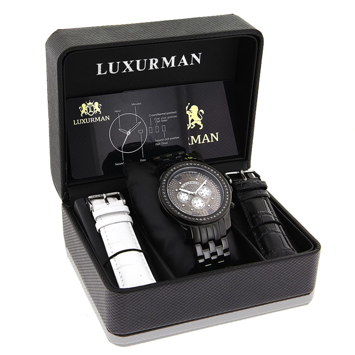 Men's Black Diamond Watch By LUXURMAN 2.25ct 3 Men's Black Diamond Watch By LUXURMAN 2.25ct - Image 3