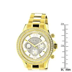 Men's Diamond Bezel Watch Yellow Gold Plated Luxurman 2ct -Watch Store mens diamond bezel watch yellow gold plated luxurman 2ct ruler