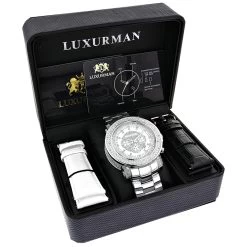 Men's Diamond Chronograph Watch By Luxurman 0.75ct Escalade -Watch Store mens diamond chronograph watch by luxurman 075ct escalade box