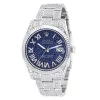 Men's Diamond Iced Out Watch Rolex Datejust 41mm Blue Print Roman Numerals Dial