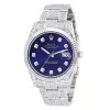 Men's Diamond Iced Out Watch Rolex Datejust 41mm Dark Blue Dial Oyster Bracelet