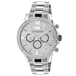 Men's Diamond Watch 2ct By Luxurman White Gold Plated