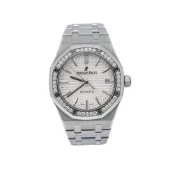 Men's Diamond Watch Audemars Piguet Royal Oak 37mm White Dial