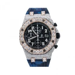 Men's Diamond Watch Audemars Piguet Royal Oak Offshore 18K Gold Black Dial