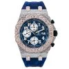 Men's Diamond Watch Audemars Piguet Royal Oak Offshore 18K Gold Blue Dial