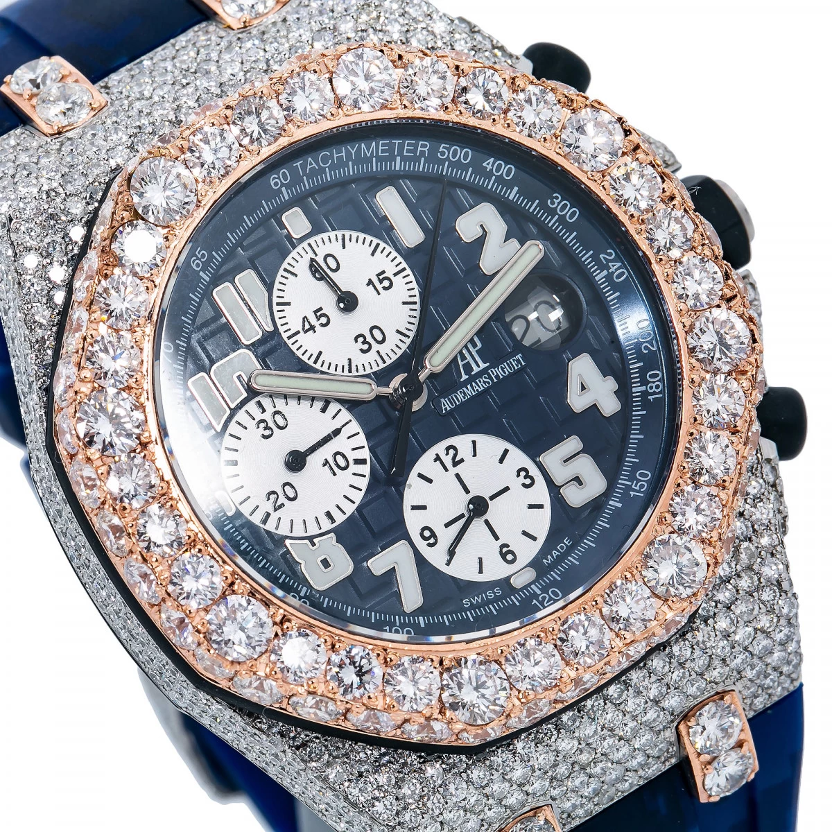 Men's Diamond Watch Audemars Piguet Royal Oak Offshore 18K Gold Blue Dial 2 Men's Diamond Watch Audemars Piguet Royal Oak Offshore 18K Gold Blue Dial - Image 2