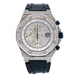 Men's Diamond Watch Audemars Piguet Royal Oak Offshore Silver Tone Dial