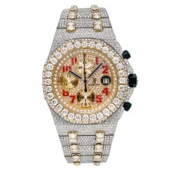 Men's Diamond Watch Audemars Piguet Royal Oak Offshore 18K Gold Yellow Dial