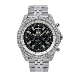 Men's Diamond Watch Breitling Bentley 48mm Black Dial