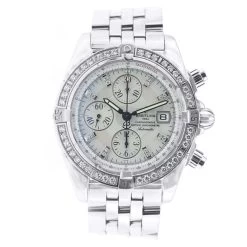 Men's Diamond Watch Breitling Chronomat Evolution 44mm White Dial