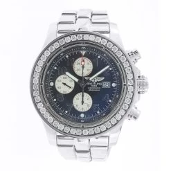 Men's Diamond Watch Breitling Super Avenger 48mm Blue Dial