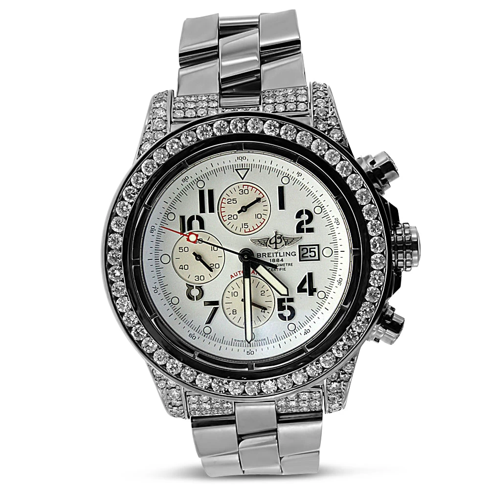 Men's Diamond Watch Breitling Super Avenger White Dial 1 Men's Diamond Watch Breitling Super Avenger White Dial