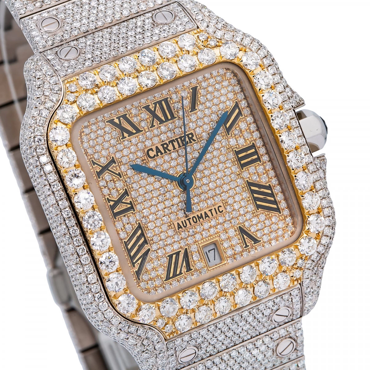 Men's Diamond Watch Cartier Santos De Cartier 40mm Yellow Dial 3 Men's Diamond Watch Cartier Santos De Cartier 40mm Yellow Dial - Image 3