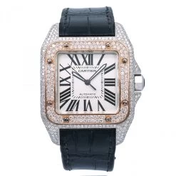 Men's Diamond Watch Cartier Santos De Cartier 41mm White Dial