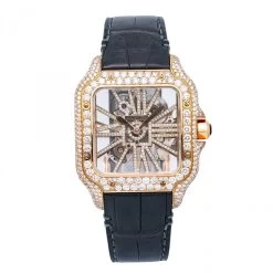 Men's Diamond Watch Cartier Santos De Cartier 18K Gold 39,8mm