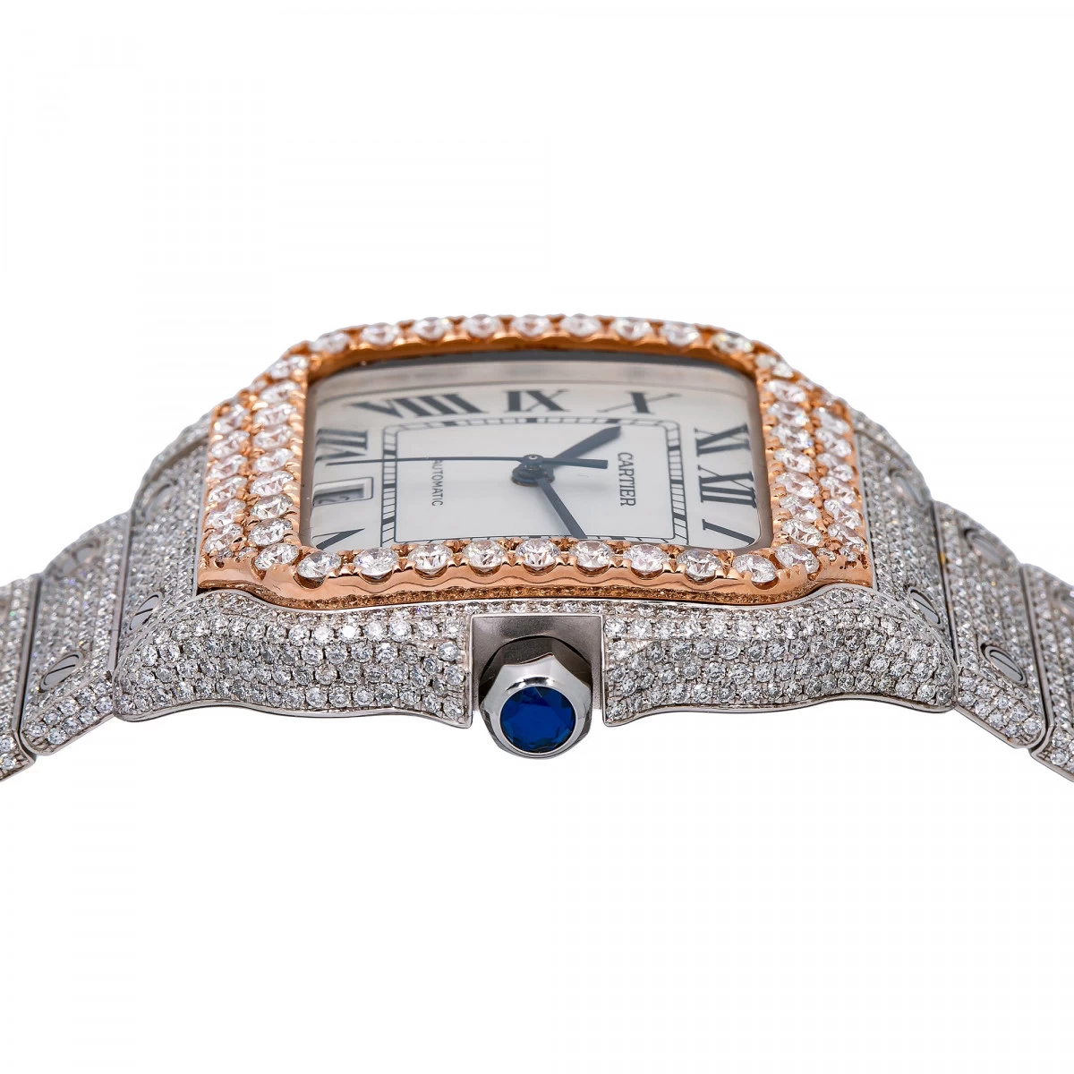 Men's Diamond Watch Cartier Santos De Cartier 18K Gold 40mm White Dial 4 Men's Diamond Watch Cartier Santos De Cartier 18K Gold 40mm White Dial - Image 4