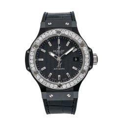 Men's Diamond Watch Hublot Big Bang 38mm Black Dial