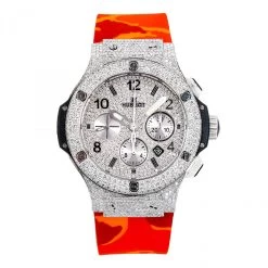 Men's Diamond Watch Hublot Big Bang 44mm White Dial W01174