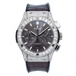 Men's Diamond Watch Hublot Classic Fusion 42mm Grey Dial