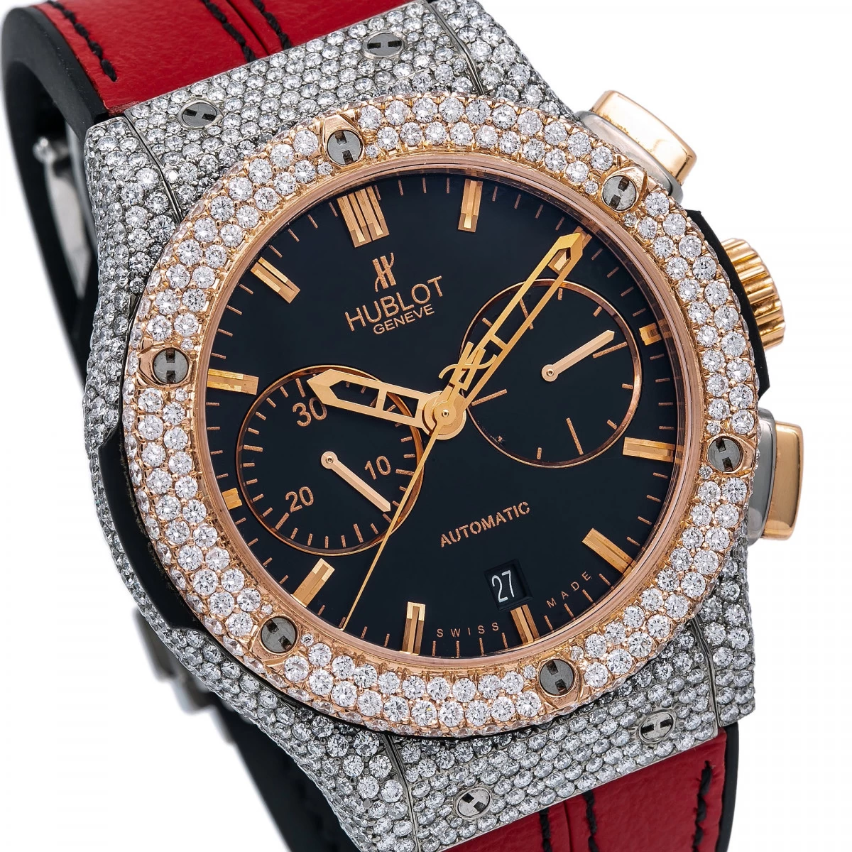 Men's Diamond Watch Hublot Classic Fusion 18K Gold 45mm Black Dial 3 Men's Diamond Watch Hublot Classic Fusion 18K Gold 45mm Black Dial - Image 3