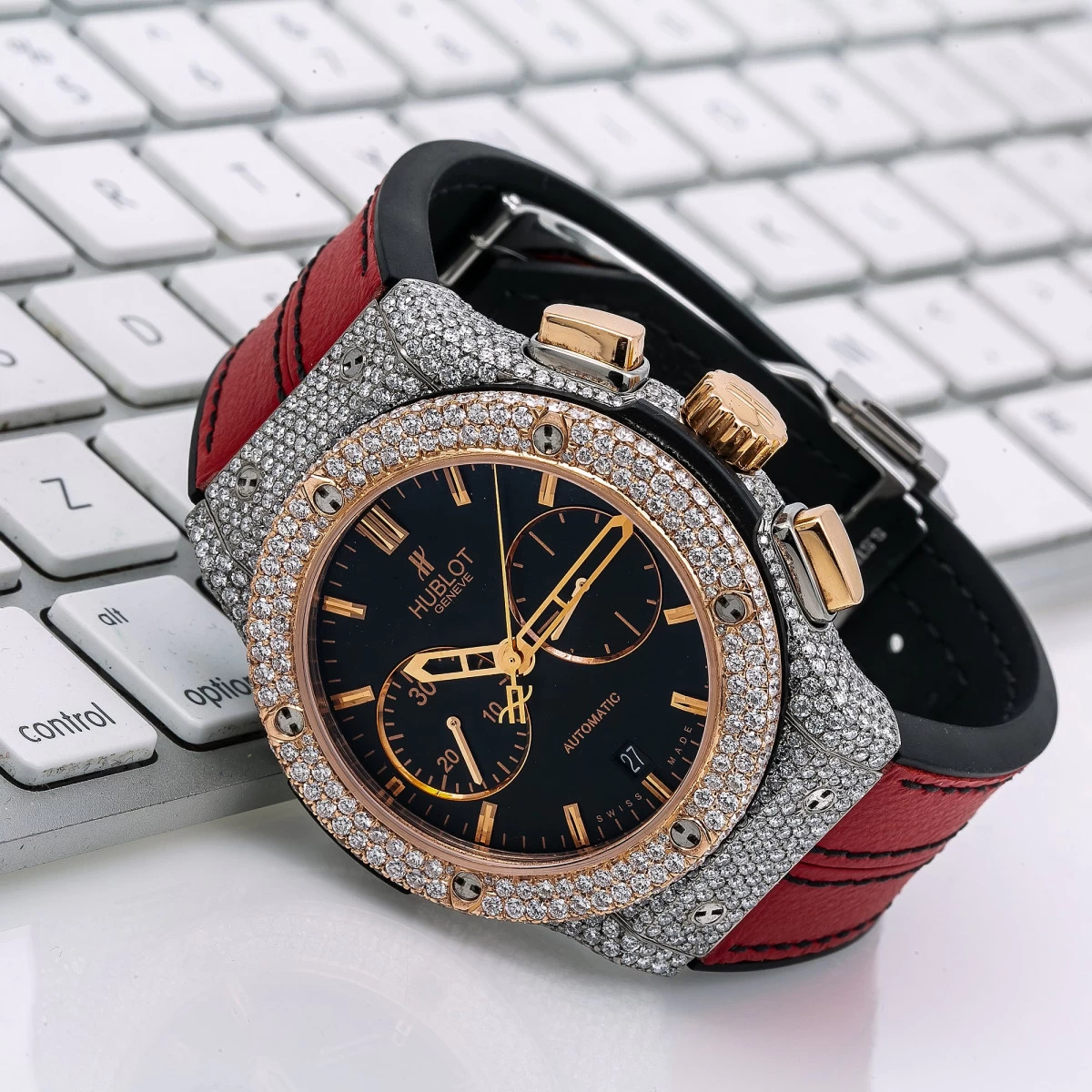 Men's Diamond Watch Hublot Classic Fusion 18K Gold 45mm Black Dial 2 Men's Diamond Watch Hublot Classic Fusion 18K Gold 45mm Black Dial - Image 2